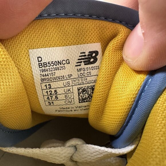 New Balance 550 BB550NCG Mens‎ Blue Yellow White Leather Sneakers Size US 13 D main image 7